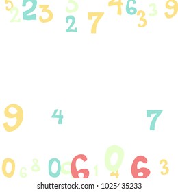 Falling numbers abstract background. Abstract background of color numbers for card or print. Pattern of randomly distributed numbers from zero to nine in color.