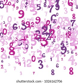 Falling numbers abstract background. Abstract background of color numbers for card or print. Pattern of randomly distributed numbers from zero to nine in color.