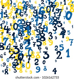 Falling numbers abstract background. Abstract background of color numbers for card or banner. Pattern of randomly distributed numbers from zero to nine in color.