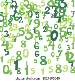 Falling numbers abstract background. Abstract background of color numbers for banner or poster. Pattern of randomly distributed numbers from zero to nine in color.