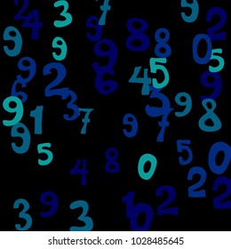 Falling numbers abstract background. Abstract background of color numbers for banner or poster. Pattern of randomly distributed numbers from zero to nine in color.