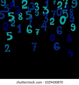 Falling numbers abstract background. Abstract background of color numbers for card or banner. Pattern of randomly distributed numbers from zero to nine in color.