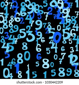 Falling numbers abstract background. Abstract background of color numbers for banner or poster. Pattern of randomly distributed numbers from zero to nine in color.