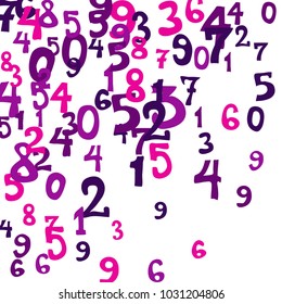 Falling numbers abstract background. Abstract background of color numbers for banner or poster. Pattern of randomly distributed numbers from zero to nine in color.