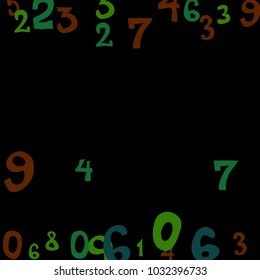 Falling numbers abstract background. Abstract background of color numbers for card or print. Pattern of randomly distributed numbers from zero to nine in color.