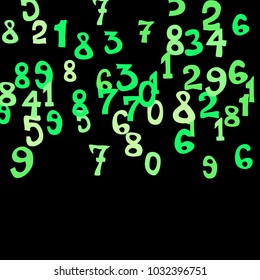 Falling numbers abstract background. Abstract background of color numbers for card or banner. Pattern of randomly distributed numbers from zero to nine in color.