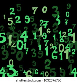 Falling numbers abstract background. Abstract background of color numbers for banner or poster. Pattern of randomly distributed numbers from zero to nine in color.