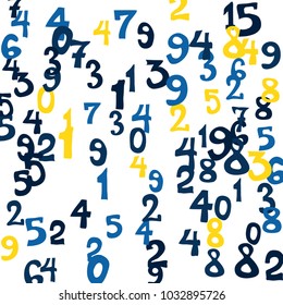 Falling numbers abstract background. Abstract background of color numbers for banner or poster. Pattern of randomly distributed numbers from zero to nine in color.