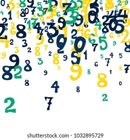 Falling numbers abstract background. Abstract background of color numbers for banner or poster. Pattern of randomly distributed numbers from zero to nine in color.