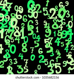 Falling numbers abstract background. Abstract background of color numbers for card or banner. Pattern of randomly distributed numbers from zero to nine in color.