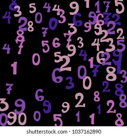 Falling numbers abstract background. Abstract background of color numbers for card or banner. Pattern of randomly distributed numbers from zero to nine in color.