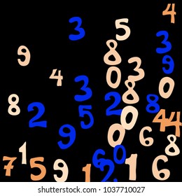 Falling numbers abstract background. Abstract background of color numbers for card or print. Pattern of randomly distributed numbers from zero to nine in color.