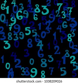 Falling numbers abstract background. Abstract background of color numbers for card or banner. Pattern of randomly distributed numbers from zero to nine in color.