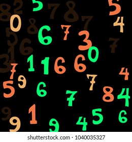 Falling numbers abstract background. Abstract background of color numbers for card or banner. Pattern of randomly distributed numbers from zero to nine in color.