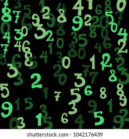 Falling numbers abstract background. Abstract background of color numbers for card or banner. Pattern of randomly distributed numbers from zero to nine in color.