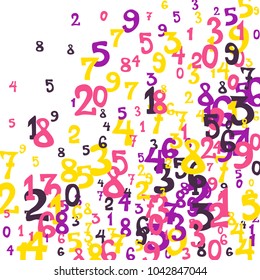 Falling numbers abstract background. Abstract background of color numbers for card or print. Pattern of randomly distributed numbers from zero to nine in color.