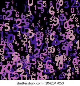 Falling numbers abstract background. Abstract background of color numbers for banner or poster. Pattern of randomly distributed numbers from zero to nine in color.