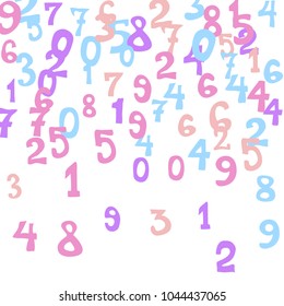 Falling numbers abstract background. Abstract background of color numbers for banner or poster. Pattern of randomly distributed numbers from zero to nine in color.