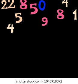 Falling numbers abstract background. Abstract background of color numbers for card or banner. Pattern of randomly distributed numbers from zero to nine in color.