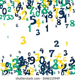 Falling numbers abstract background. Abstract background of color numbers for card or banner. Pattern of randomly distributed numbers from zero to nine in color.