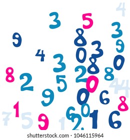 Falling numbers abstract background. Abstract background of color numbers for banner or poster. Pattern of randomly distributed numbers from zero to nine in color.