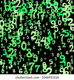 Falling numbers abstract background. Abstract background of color numbers for card or banner. Pattern of randomly distributed numbers from zero to nine in color.