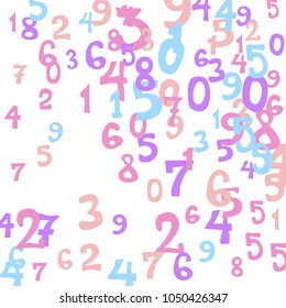 Falling numbers abstract background. Abstract background of color numbers for banner or poster. Pattern of randomly distributed numbers from zero to nine in color.