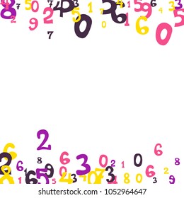 Falling numbers abstract background. Abstract background of color numbers for card or banner. Pattern of randomly distributed numbers from zero to nine in color.