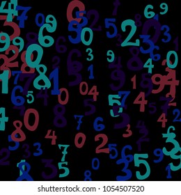 Falling numbers abstract background. Abstract background of color numbers for card or banner. Pattern of randomly distributed numbers from zero to nine in color.