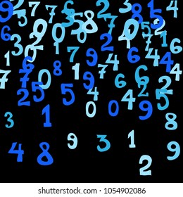 Falling numbers abstract background. Abstract background of color numbers for card or banner. Pattern of randomly distributed numbers from zero to nine in color.