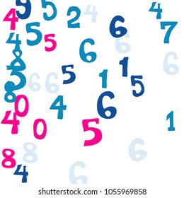 Falling numbers abstract background. Abstract background of color numbers for card or print. Pattern of randomly distributed numbers from zero to nine in color.