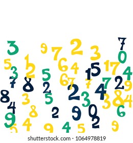 Falling numbers abstract background. Abstract background of color numbers for card or print. Pattern of randomly distributed numbers from zero to nine in color.