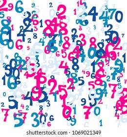 Falling numbers abstract background. Abstract background of color numbers for banner or poster. Pattern of randomly distributed numbers from zero to nine in color.
