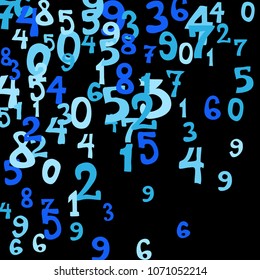 Falling numbers abstract background. Abstract background of color numbers for card or print. Pattern of randomly distributed numbers from zero to nine in color.