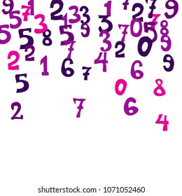 Falling numbers abstract background. Abstract background of color numbers for card or banner. Pattern of randomly distributed numbers from zero to nine in color.
