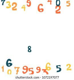 Falling numbers abstract background. Abstract background of color numbers for card or print. Pattern of randomly distributed numbers from zero to nine in color.
