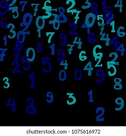 Falling numbers abstract background. Abstract background of color numbers for card or banner. Pattern of randomly distributed numbers from zero to nine in color.