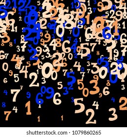Falling numbers abstract background. Abstract background of color numbers for card or print. Pattern of randomly distributed numbers from zero to nine in color.