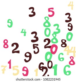Falling numbers abstract background. Abstract background of color numbers for card or banner. Pattern of randomly distributed numbers from zero to nine in color.