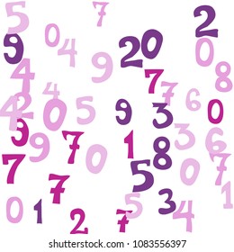 Falling numbers abstract background. Abstract background of color numbers for card or print. Pattern of randomly distributed numbers from zero to nine in color.
