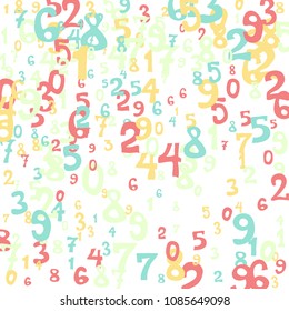 Falling numbers abstract background. Abstract background of color numbers for card or banner. Pattern of randomly distributed numbers from zero to nine in color.