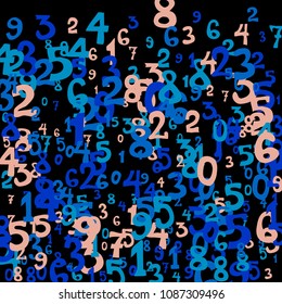 Falling numbers abstract background. Abstract background of color numbers for card or banner. Pattern of randomly distributed numbers from zero to nine in color.