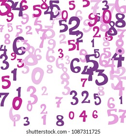 Falling numbers abstract background. Abstract background of color numbers for card or print. Pattern of randomly distributed numbers from zero to nine in color.
