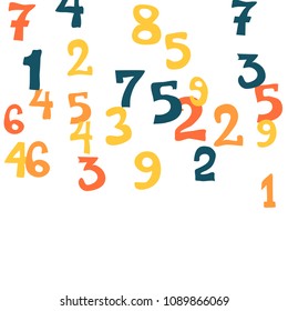 Falling numbers abstract background. Abstract background of color numbers for card or print. Pattern of randomly distributed numbers from zero to nine in color.