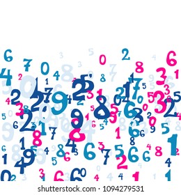 Falling numbers abstract background. Abstract background of color numbers for card or banner. Pattern of randomly distributed numbers from zero to nine in color.