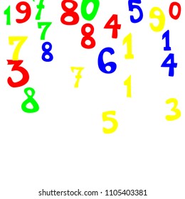 Falling numbers abstract background. Abstract background of color numbers for card or print. Pattern of randomly distributed numbers from zero to nine in color.