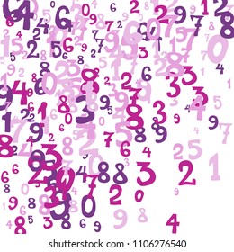 Falling numbers abstract background. Abstract background of color numbers for card or banner. Pattern of randomly distributed numbers from zero to nine in color.