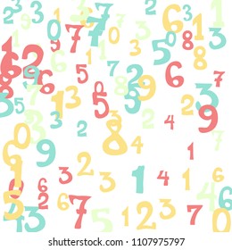Falling numbers abstract background. Abstract background of color numbers for banner or poster. Pattern of randomly distributed numbers from zero to nine in color.