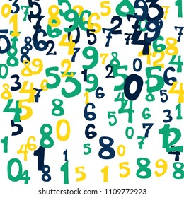 Falling numbers abstract background. Abstract background of color numbers for banner or poster. Pattern of randomly distributed numbers from zero to nine in color.