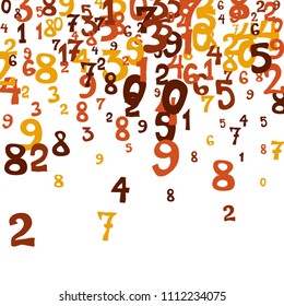Falling numbers abstract background. Abstract background of color numbers for card or banner. Pattern of randomly distributed numbers from zero to nine in color.